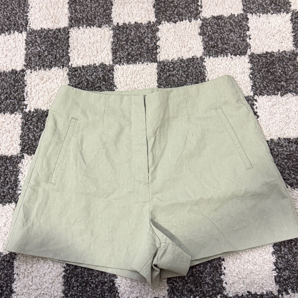 ZARA Cream Linen-Blend Tailored Pants